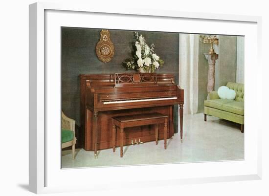 Living Room with Piano-null-Framed Art Print