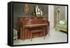 Living Room with Piano-null-Framed Stretched Canvas