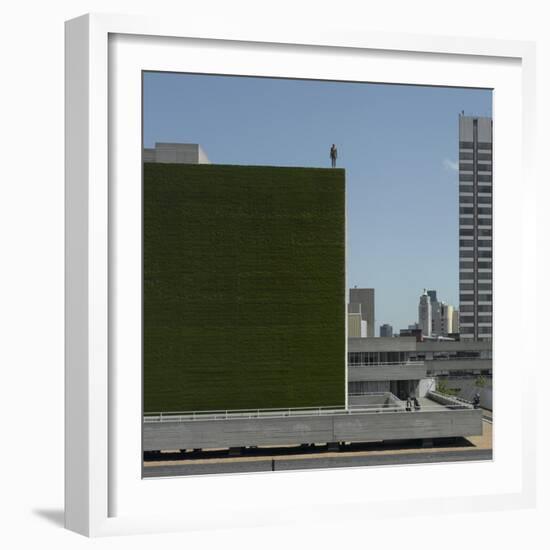 Living Wall, on National Theatre, Southwark, London. Figures, Event Horizon, by Antony Gormley-Richard Bryant-Framed Photographic Print