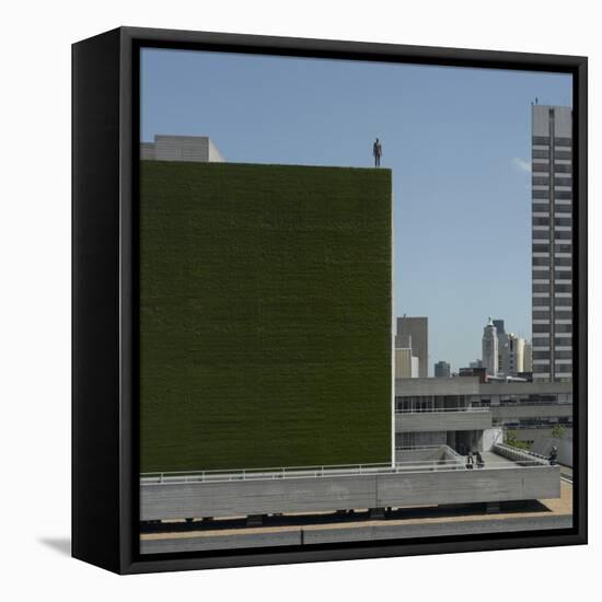 Living Wall, on National Theatre, Southwark, London. Figures, Event Horizon, by Antony Gormley-Richard Bryant-Framed Stretched Canvas