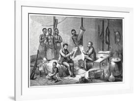 Livingstone and Stanley receiving newspapers in Central Africa, 1871-1873-Pearson-Framed Giclee Print