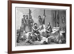 Livingstone and Stanley receiving newspapers in Central Africa, 1871-1873-Pearson-Framed Giclee Print