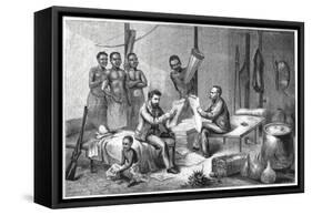 Livingstone and Stanley receiving newspapers in Central Africa, 1871-1873-Pearson-Framed Stretched Canvas