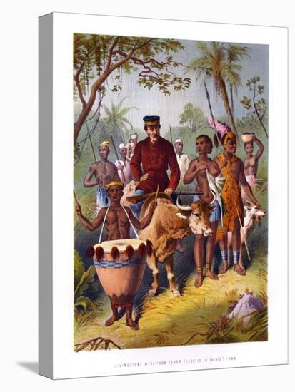 Livingstone Weak from Fever Escorted to Shinte's Town, 19th Century-null-Stretched Canvas