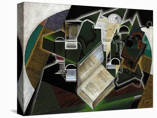 Livre, Pipe Et Verres, 1915-Juan Gris-Stretched Canvas