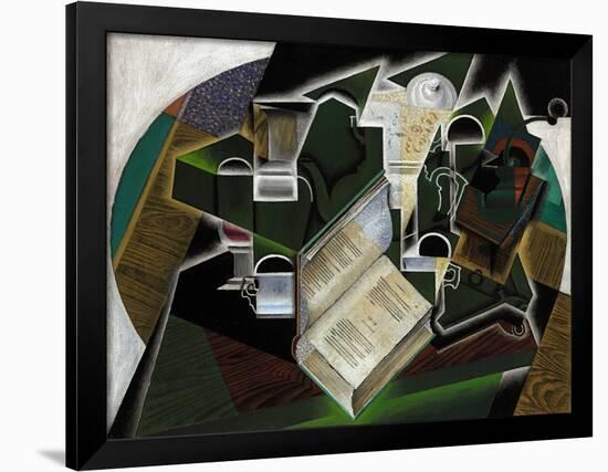 Livre, Pipe Et Verres, 1915-Juan Gris-Framed Giclee Print