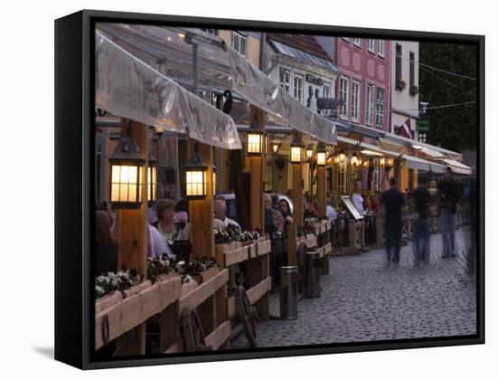 Livu Laukums Square Cafes, Old Riga, Vecriga, Latvia-Walter Bibikow-Framed Stretched Canvas