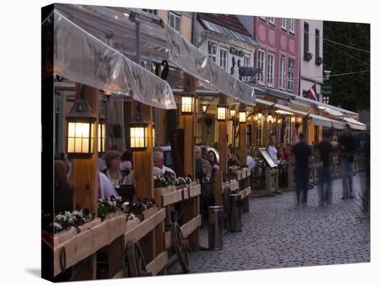 Livu Laukums Square Cafes, Old Riga, Vecriga, Latvia-Walter Bibikow-Stretched Canvas