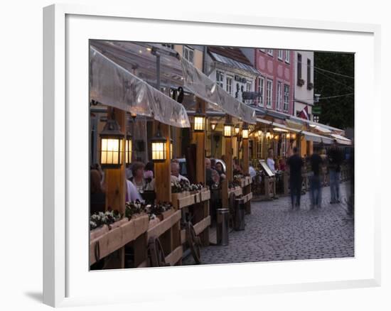 Livu Laukums Square Cafes, Old Riga, Vecriga, Latvia-Walter Bibikow-Framed Photographic Print