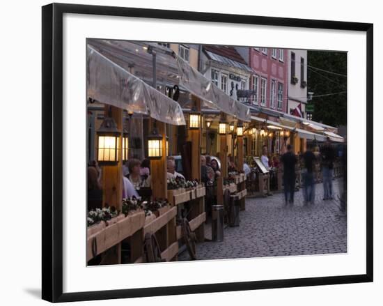 Livu Laukums Square Cafes, Old Riga, Vecriga, Latvia-Walter Bibikow-Framed Photographic Print