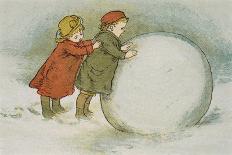 Children Rolling Snowballs-Lizzie Mack-Stretched Canvas