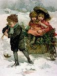 Children Rolling Snowballs-Lizzie Mack-Stretched Canvas