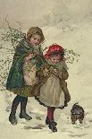 Gathering Holly, Victorian Card-Lizzie Mack-Stretched Canvas