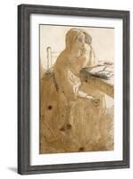 Lizzie Siddal (1832-62) (Pen and Ink and W/C on Paper)-Dante Gabriel Rossetti-Framed Giclee Print