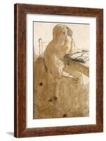 Lizzie Siddal (1832-62) (Pen and Ink and W/C on Paper)-Dante Gabriel Rossetti-Framed Giclee Print