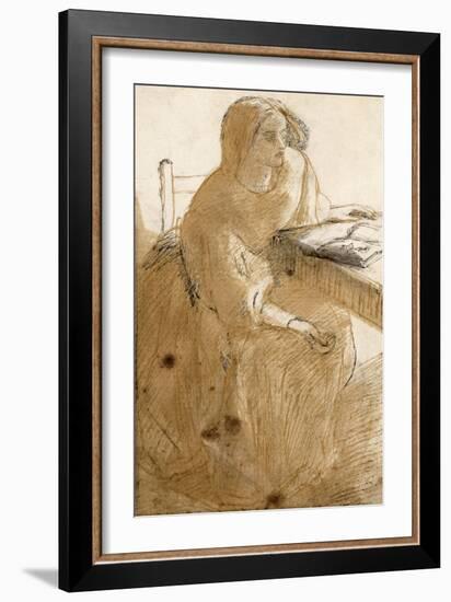 Lizzie Siddal (1832-62) (Pen and Ink and W/C on Paper)-Dante Gabriel Rossetti-Framed Giclee Print