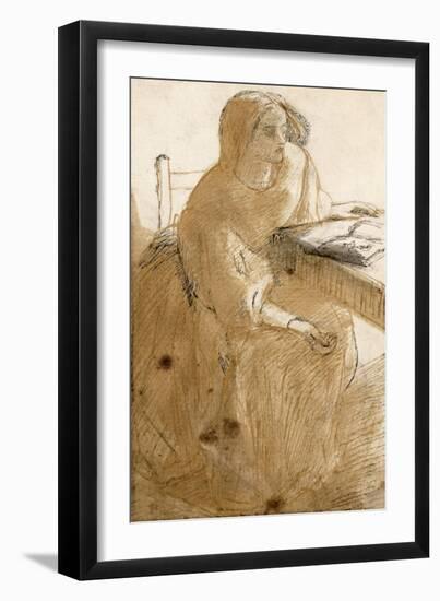 Lizzie Siddal (1832-62) (Pen and Ink and W/C on Paper)-Dante Gabriel Rossetti-Framed Giclee Print