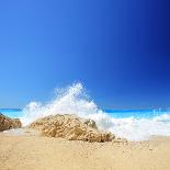 Panoramic View of Zakynthos Island, Greece with a Shipwreck on the Sandy Beach, at Sunset-Ljsphotography-Photographic Print