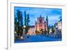 Ljubljana at Night. Franciscan Church of the Annunciation Seen from the Triple Bridge (Tromostovje)-Matthew Williams-Ellis-Framed Photographic Print