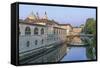 Ljubljana River and Old Town at Sunrise-Rob Tilley-Framed Stretched Canvas