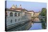 Ljubljana River and Old Town at Sunrise-Rob Tilley-Stretched Canvas