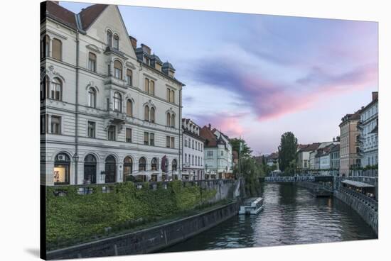 Ljubljana River Sunset-Rob Tilley-Stretched Canvas