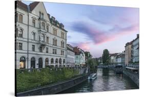 Ljubljana River Sunset-Rob Tilley-Stretched Canvas