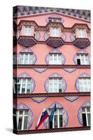 Ljubljana, Slovenia. Facade of Cooperative Bank (Zadruzna gospodarska banka) designed by archite...-null-Stretched Canvas