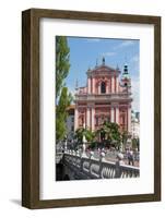 Ljubljana, Slovenia. Presernov trg (or square) and the Baroque Franciscan Church of the Annuncia...-null-Framed Photographic Print