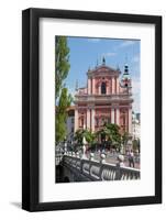 Ljubljana, Slovenia. Presernov trg (or square) and the Baroque Franciscan Church of the Annuncia...-null-Framed Photographic Print