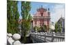 Ljubljana, Slovenia. Presernov trg (or square) and the Baroque Franciscan Church of the Annuncia...-null-Mounted Photographic Print