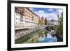 Ljubljana Triple Bridge and Franciscan Church of the Annunciation Reflected in Ljubljanica River-Matthew Williams-Ellis-Framed Photographic Print