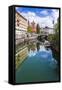 Ljubljana Triple Bridge and Franciscan Church of the Annunciation Reflected in Ljubljanica River-Matthew Williams-Ellis-Framed Stretched Canvas