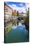 Ljubljana Triple Bridge and Franciscan Church of the Annunciation Reflected in Ljubljanica River-Matthew Williams-Ellis-Stretched Canvas