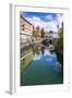 Ljubljana Triple Bridge and Franciscan Church of the Annunciation Reflected in Ljubljanica River-Matthew Williams-Ellis-Framed Photographic Print