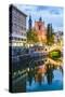 Ljubljana Triple Bridge and Franciscan Church of the Annunciation Reflected in Ljubljanica River-Matthew Williams-Ellis-Stretched Canvas