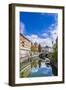 Ljubljana Triple Bridge and Franciscan Church of the Annunciation Reflected in Ljubljanica River-Matthew Williams-Ellis-Framed Photographic Print