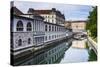 Ljubljana Triple Bridge (Tromostovje) and Ljubljanica River, Ljubljana, Slovenia, Europe-Matthew Williams-Ellis-Stretched Canvas