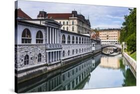 Ljubljana Triple Bridge (Tromostovje) and Ljubljanica River, Ljubljana, Slovenia, Europe-Matthew Williams-Ellis-Stretched Canvas