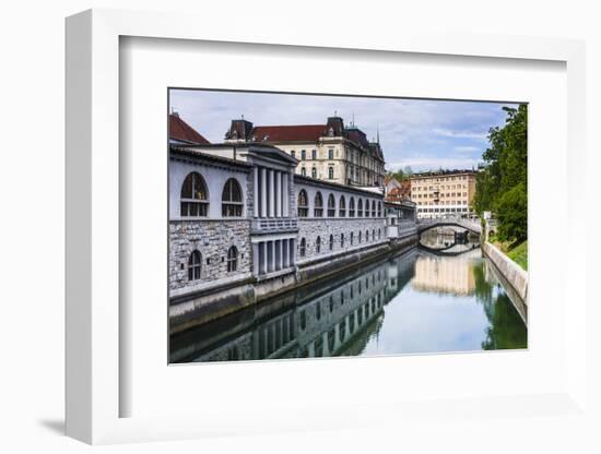 Ljubljana Triple Bridge (Tromostovje) and Ljubljanica River, Ljubljana, Slovenia, Europe-Matthew Williams-Ellis-Framed Photographic Print