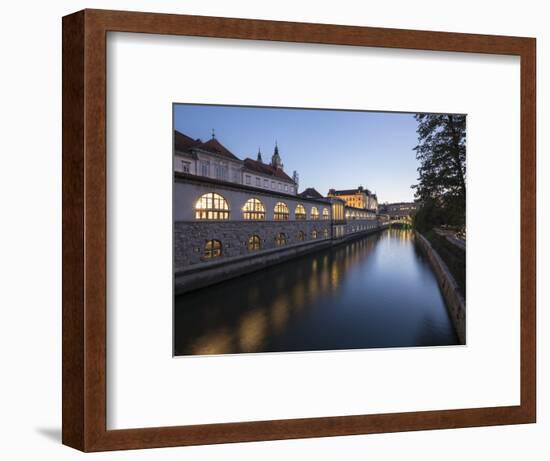 Ljubljanica Canal at twilight, Old Town, Ljubljana, Slovenia-Ben Pipe-Framed Photographic Print