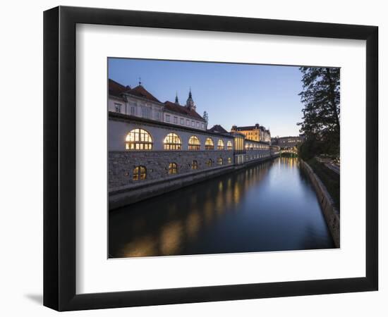 Ljubljanica Canal at twilight, Old Town, Ljubljana, Slovenia-Ben Pipe-Framed Photographic Print