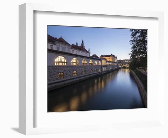 Ljubljanica Canal at twilight, Old Town, Ljubljana, Slovenia-Ben Pipe-Framed Photographic Print