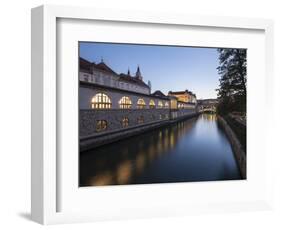 Ljubljanica Canal at twilight, Old Town, Ljubljana, Slovenia-Ben Pipe-Framed Photographic Print