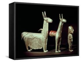 Llama, Alpaca and Woman, Inca-null-Framed Stretched Canvas