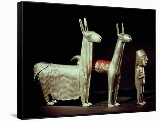 Llama, Alpaca and Woman, Inca-null-Framed Stretched Canvas