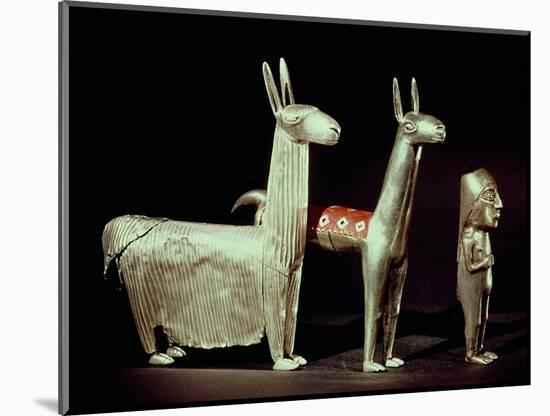 Llama, Alpaca and Woman, Inca-null-Mounted Giclee Print