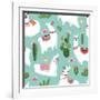 Llama and Cactus Pattern-ONYXprj-Framed Art Print