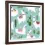 Llama and Cactus Pattern-ONYXprj-Framed Art Print