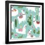 Llama and Cactus Pattern-ONYXprj-Framed Art Print